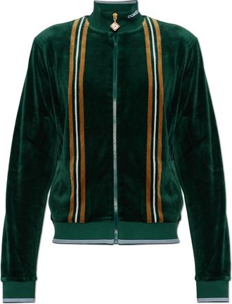 Casablanca Sudadera de terciopelo con cuello mao - Sweatshirts & Hoodies - Hombre - Verde - M