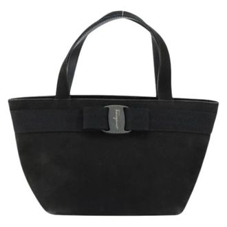 Ferragamo Pre-owned Handbags, female, Black, Size: ONE SIZE Pre-owned Suede Handbag