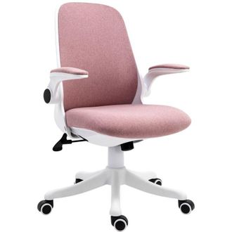 Vinsetto Vinsetto - Sedia Ergonomica ad Altezza Regolabile in Simil Velluto Bianca e Rosa