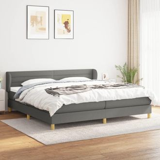 vidaXL Vidaxl - Cama Box Spring Con Colch&oacute;n Tela Gris Oscuro 200x200 Cm