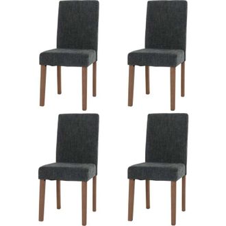 Hhg Hhg - Lote De 4 Silla De Comedor Littau, Silla De Cocina Respaldo Alto, Tela/textil Chenilla Madera, Gris Oscuro, Patas Color Natural