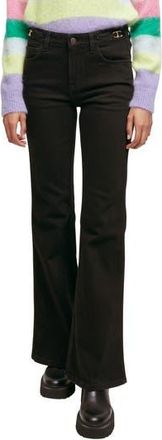 Maje Pramo Buckle Detail Flare Leg Jeans in Black at Nordstrom Rack, Size 2 Us / 34 Fr