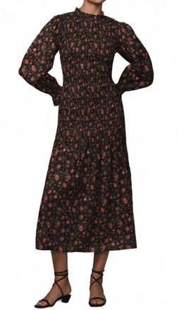 Rhode Resort Womens Eliza Smocked Midi Dress In Ink Morlaix Fleur