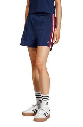 adidas Originals Firebird Recycled Polyester Shorts in Night Indigo/Scarlet/White at Nordstrom, Size X-Small