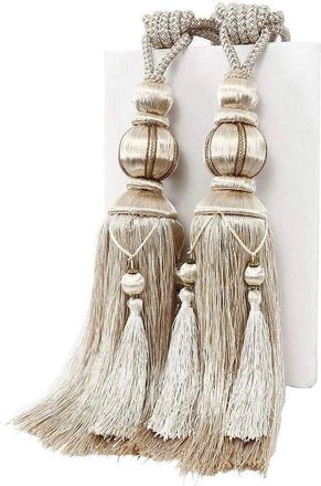 No Brand Sujetadores De Cortina Con Borlas De Cuerda Para Cortinas Grandes Y Pesadas - Beige (1 Par)