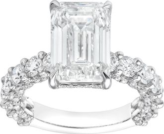LuvMyJewelry Vienna 14K Gold Emerald Cut Lab Grown Diamond Hidden Halo Engagement Ring - 7.5 Cts