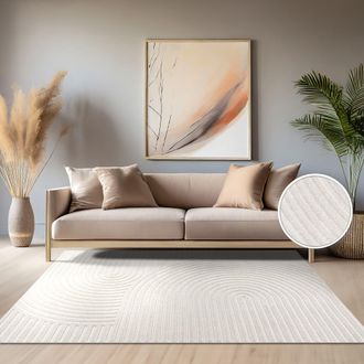 Paco Home Paco Home - Alfombra Salon De Habitacion Cocina Exterior Terraza Jardin Nordica Boho Chic &Oslash; 200 Cm Redon, Crema 6