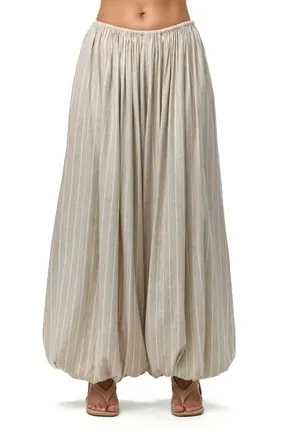 Naked Wardrobe Stripe Balloon Pants in Taupe Pinstripe at Nordstrom, Size X-Large