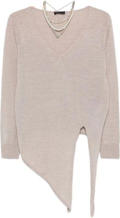 Liu Jo Truien & Vesten, Dames, Grijs, L, Wol, Grijze Wollen Trui Elegant Comfort Garderobe Essentieel