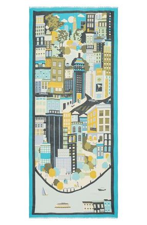Kate Spade New York nyc map oblong scarf in Blue Multi at Nordstrom
