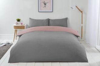 TJ Hughes Lyla Reversible Duvet Set in Blush Pink /Grey - TJ Hughes Grey