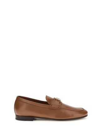 Valentino Garavani Womens Loafers Vlogo Signature Tobacco Nappa Leather Calf