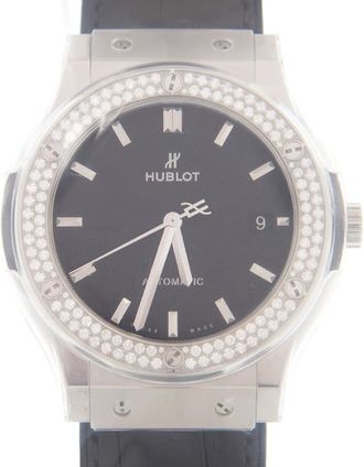 Hublot Classic Fusion Mat Black Dial Automatic Mens Diamonds Watch 511.NX.1171.LR.1104