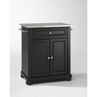 Crosley Furniture Alexandria Stainless Steel Top Portable Kitchen Island/Cart Black/Stainless Steel