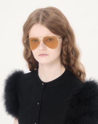 Valentino Occhiale Aviator In Metallo unisex ORO/AMBRA 60