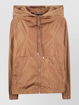 Semicouture nylon k way hooded jacket drawstring hem