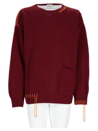 Amish Cropped Knit Sweater With Contrasting Stitch Details