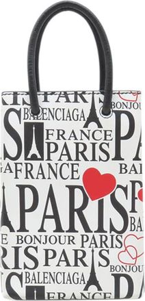 Balenciaga Pre-owned Balenciaga Mini Calfskin Bonjour Paris Shopping Phone Holder Ladies XUPCKCA5YUSOVOZM