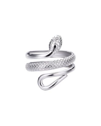 Adornia Adornia Silver Plated Stainless Steel Tarnish-Resistant Curvy Snake Ring