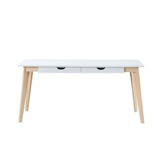 Miliboo Miliboo - Escritorio N&oacute;rdico Con Cajones Madera Y Blanco L160 Leena