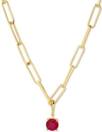 Brook & York Melrose Birthstone Pendant Paper Clip Chain Necklace in Gold at Nordstrom Rack