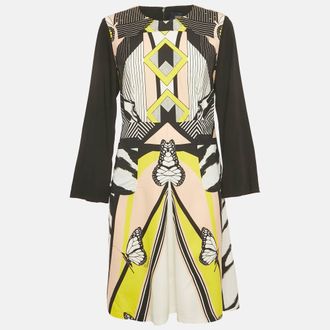 Roberto Cavalli Cavalli Class By Roberto Cavalli Black Printed Crepe Midi Dress