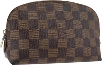 Louis Vuitton Pre-owned Clutches, female, Brown, Size: ONE SIZE Pre-owned Vintage Damier Ebene Pouch