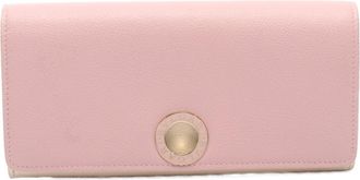 Bulgari Pink Yellow Leather Long Wallet (Bi-Fold) (Pre-Owned)