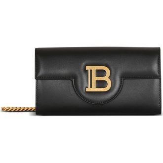 Balmain B-Buzz Calfskin Leather Wallet on a Chain in Black at Nordstrom
