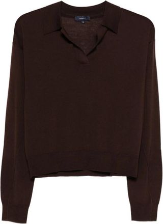 SOEUR Fleming Sweater - Dames - V-hals truien - Bruin - M - Wol - Truien & Vesten