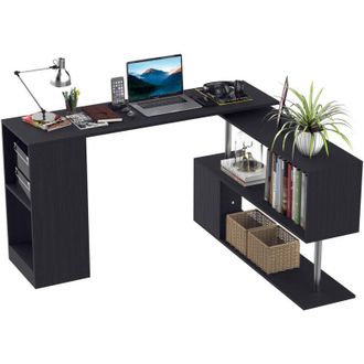 HOMCOM Homcom - Scrivania per Computer Angolare e Salvaspazio Tavolo da Pranzo in Legno