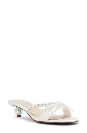 Betsey Johnson Mandy Kitten Heel Sandal in Pearl at Nordstrom, Size 7.5
