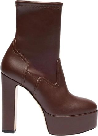 Casadei Patty Enkellaars - Dames - Laarzen met Hak - Bruin - 37 EU - Leer - Schoenen