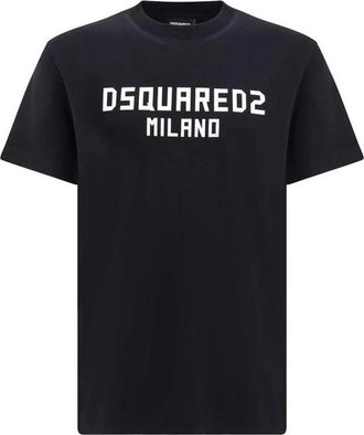 Dsquared2 Cotton T-shirt met ronde hals - Heren - T-shirts - Zwart - S - Katoen - Tops