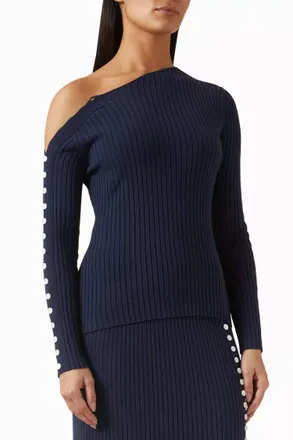 Anna Quan Bryn One-Shoulder Top In Sailor
