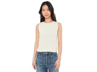 Vince Camuto Wide Rib Tank Top Womens Clothing Antique White : LG, Cotton