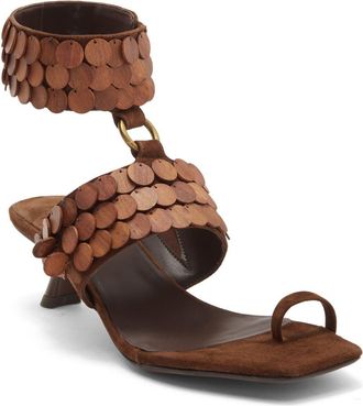 Jeffrey Campbell Coconut Ankle Strap Sandal in Expresso Suede Combo at Nordstrom, Size 6.5