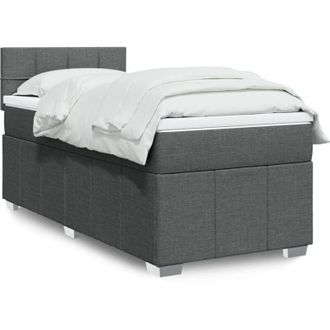 vidaXL Cama Box Spring Con Colch&oacute;n Tela Gris Oscuro 90x200 Cm Vidaxl