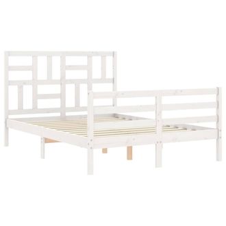 Berkfield Home Beautiful Bed Frame with Headboard White 140x200 cm Solid Wood