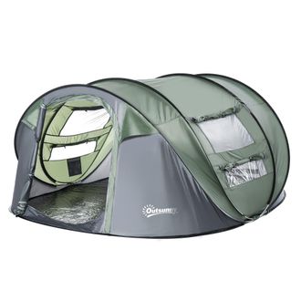 OUTSUNNY 4-5 Person Family Pop-up Waterproof Camping Tent w/ 2 Mesh Windows & PVC Windows Portable Carry Bag | TJ Hughes