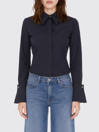 Elisabetta Franchi Camicia slim fit in cotone a righe con stampa slogan