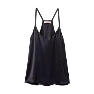 Twinset Top de sat&eacute;n de viscosa - Tops - Mujer - Negro - M