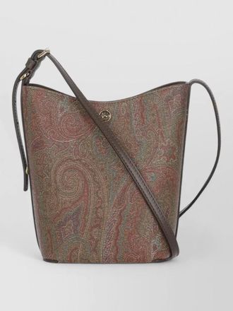 Etro paisley cotton leather bucket shoulder bag