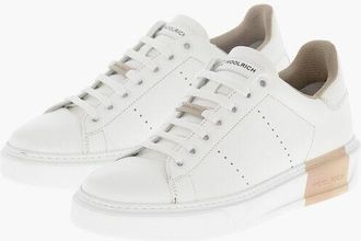 Woolrich Low-Top Leather Sneakers with Contrasting Logo Detail size 38