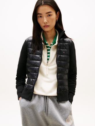 Tommy Hilfiger Steppjacke TOMMY HILFIGER LW KNIT MIX PADDED JACKET, Damen, Gr. L (40), schwarz, Steppware, Obermaterial: 100% Nylon, unifarben, h&uuml;ftlang, Jacken Step