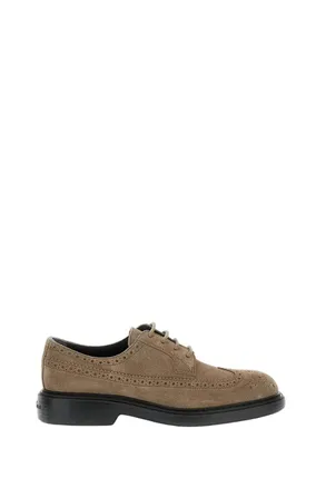 Hogan Derby Lace-Up Shoes with Broguing and Wingtip Detailing