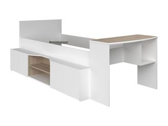 Vente-Unique Combination Bed 90 X 190/200 Cm With Desk & Storage - White and in Light Oak | Size: Single