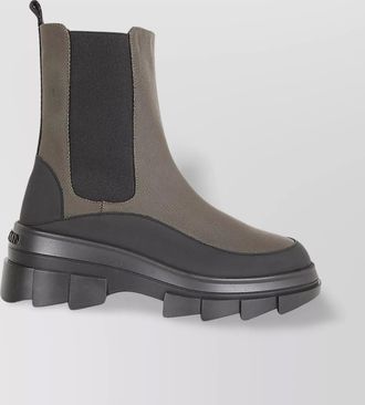 Stuart Weitzman chunky sole ankle boot with elastic panels