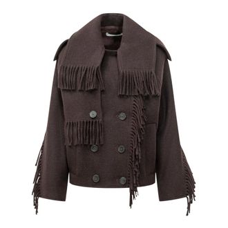 Iro Giacca doppiopetto con frange Daring - - Coats - Donna - Marrone - 2XS