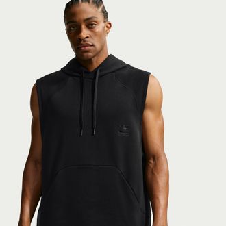 Nike Mens N.A.C. Dri-FIT Fleece Sleeveless Training Hoodie in Black | IQ5551-010